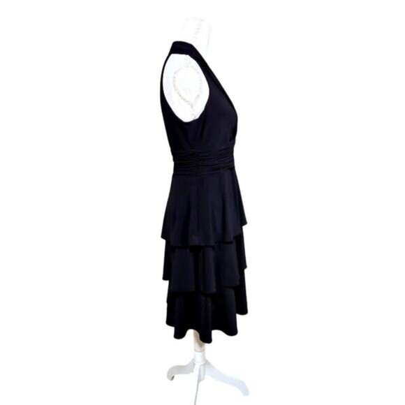 Evan Picone Halter Dress Women Size 6 Black Event Feminine Dramatic Cocktail - Picture 3 of 9